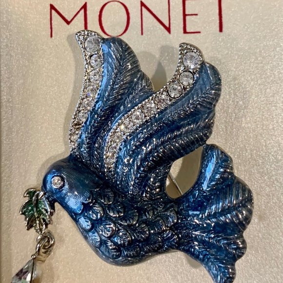 Monet Blue Dove Pin - Picture 1 of 4